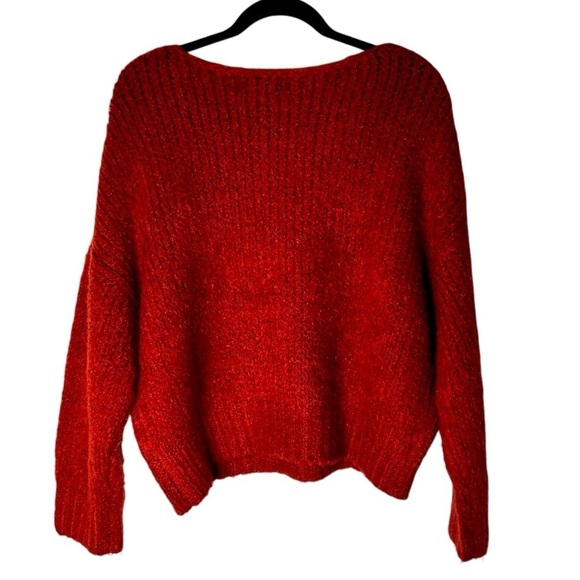Molly Bracken Women's Chunky Knit Oversized Red Sweater-Medium - Picture 4 of 10